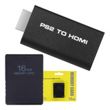 Kit Conversor Compativel Ps2 Para Hdmi Memory Card 16mb